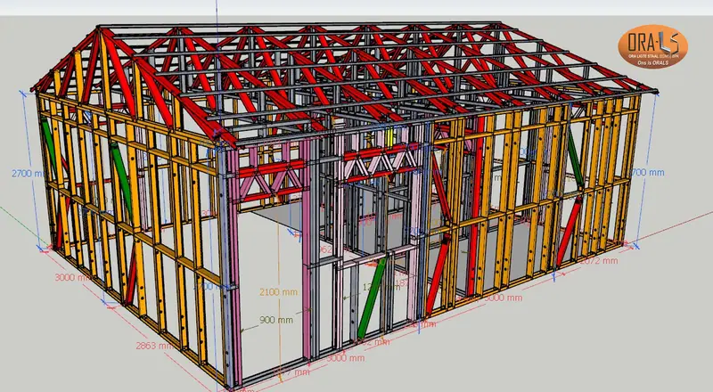 Digitale ontwerp van 'n ORALS-ligtestaalstruktuur