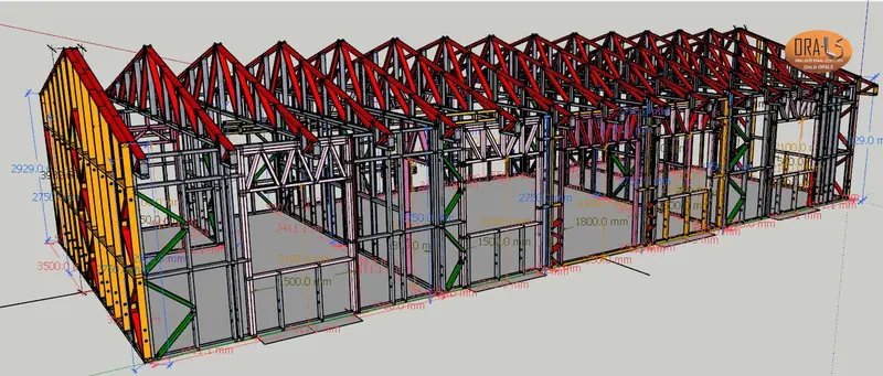 Digitale ontwerp van 'n ORALS-ligtestaalstruktuur
